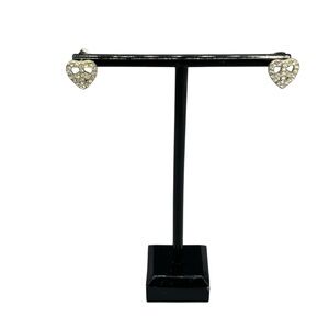 Heart Peace Sign Rhinestone Stud Earrings